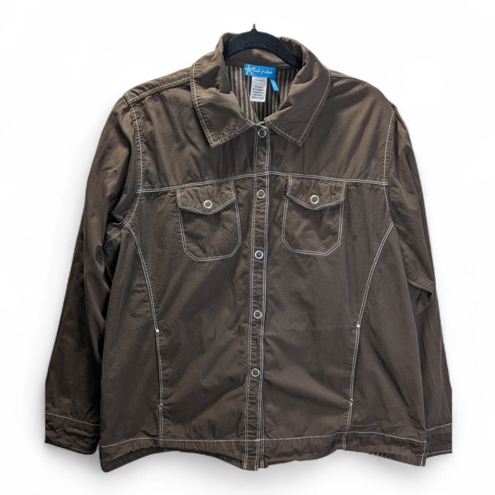 Fresh Produce womens Brown Utility Jacket Lightweight Size XXL